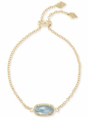 Elaina Gold Adjustable Chain Bracelet in Light Blue Illusion